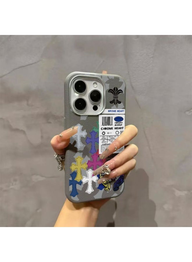 NIBEMINENT Colored Cross Protective TPU Case Cover For iPhone 15, Gray