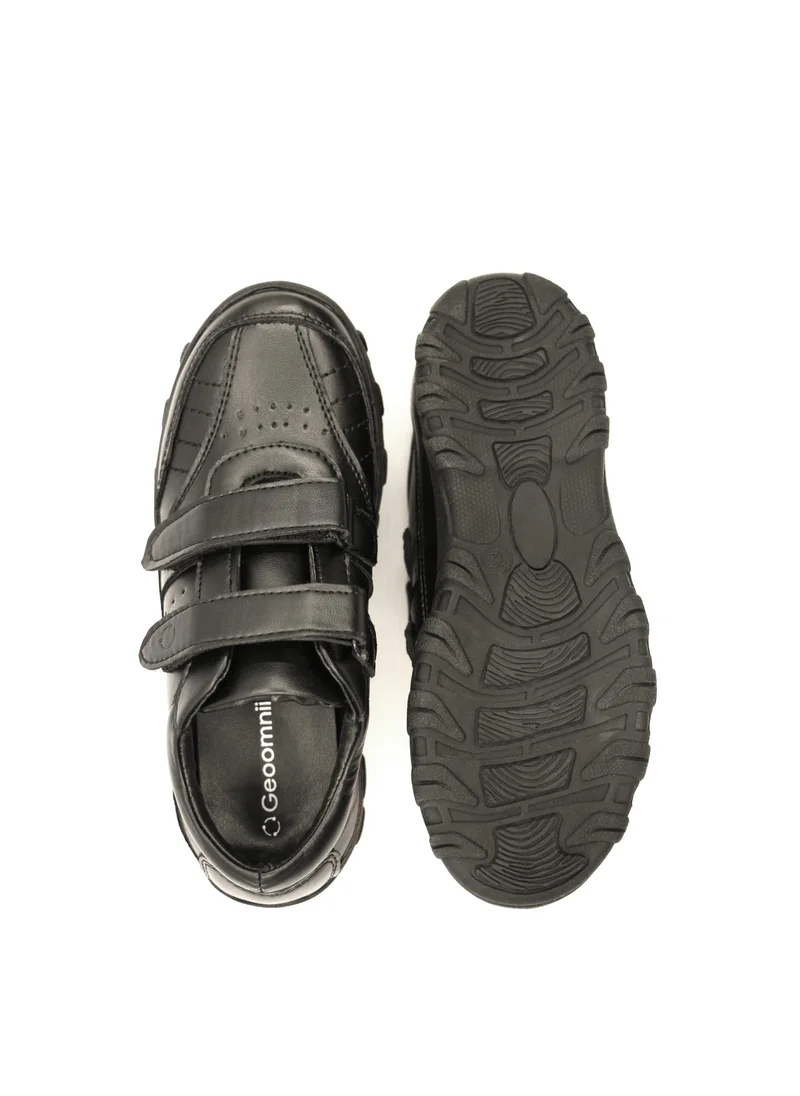 Geoomnii Boys School Shoes – Durable Black Formal Uniform Footwear for Kids | Anti-Slip Sole, Cushioned Insole, Easy Closure | Ideal for Daily Use & School Activities