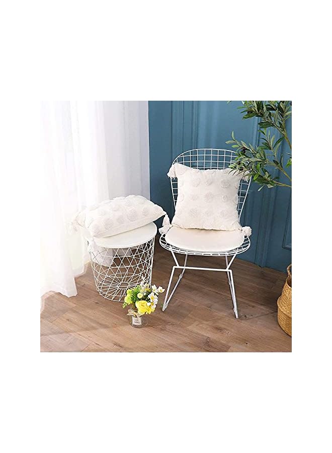 Zaboon غطاء وسادة 1 قطعة من القطن الأبيض المنقوش، مع زخرفة، 12x20 بوصة، غطاء وسادة زخرفي ناعم من الشنيل الكريمي لوسادة الظهر للكنبة، غرفة النوم، غرفة المعيشة، المزرعة - Image 4