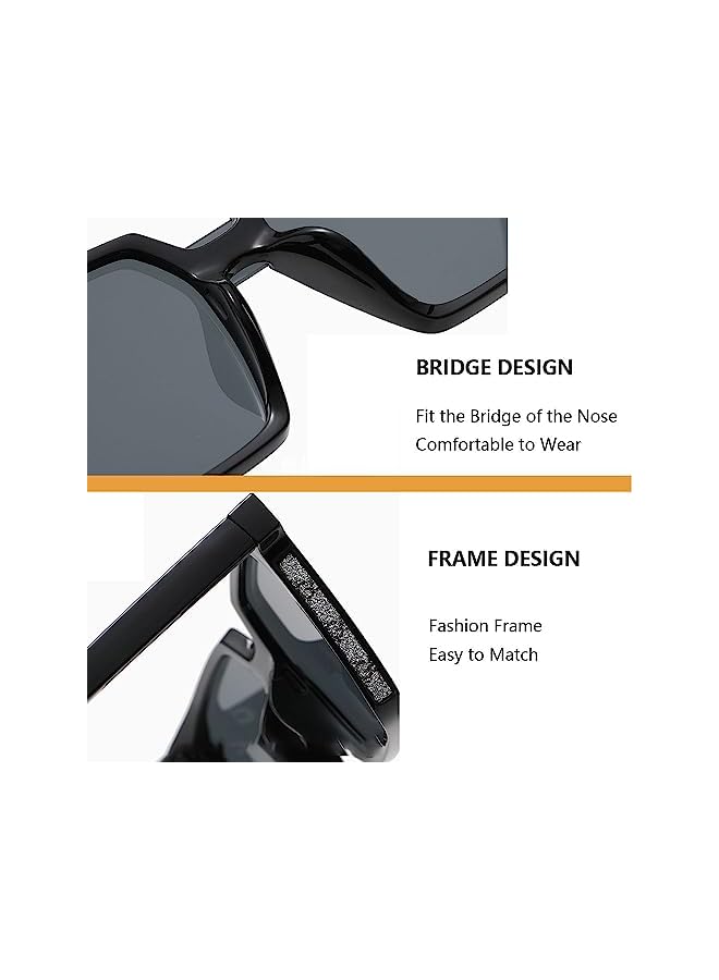Goodern Polarized Sunglasses Men Women, Fashion Trendy Classic Square Sun Glasses Sun Light Protection Shades,Oversized Riding Sunglasses Ladies Sun Glasse,Sparkling Rimmed Frame Driving Sun Glasse-D - Image 5
