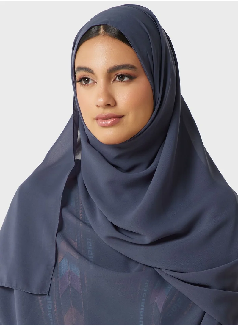 hayas closet Embroidered Front Slit Abaya