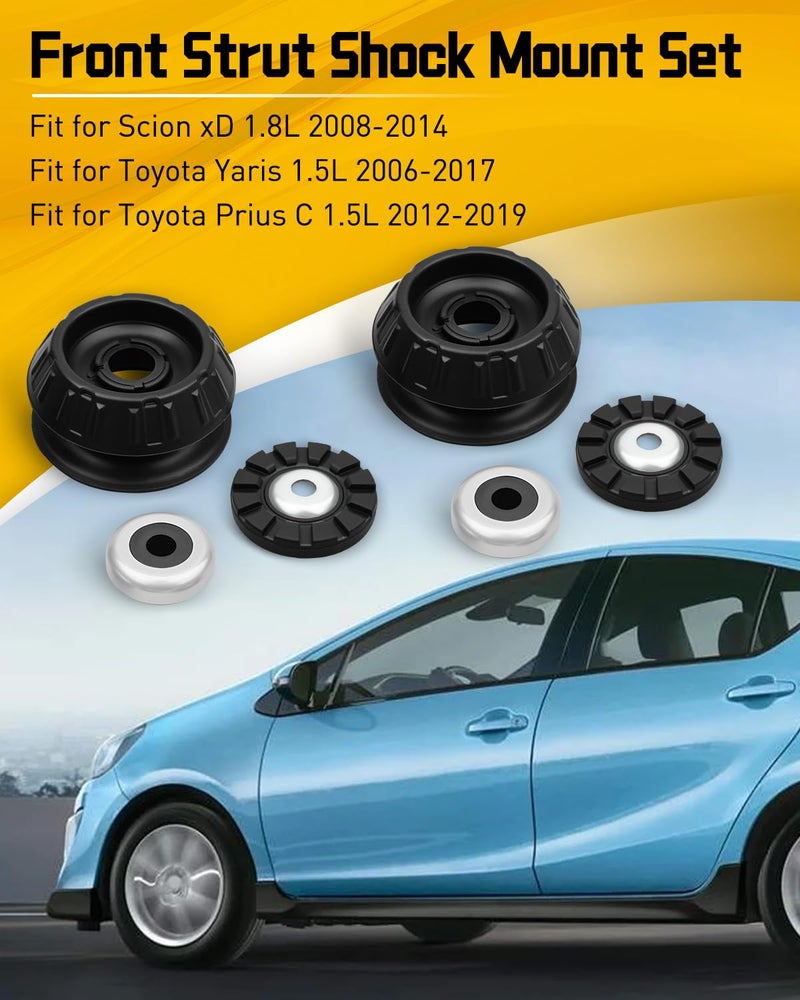 Vudajuley Front Strut Shock Mount Set with Bearing Fit For Scion xD 1.8L 2008-2014, Fit For Toyota Yaris 1.5L 2006-2017, Fit For Toyota Prius C 1.5L 2012-2019 Replace 48609-52100 48609 52100 4860952100, 2Pcs - Image 2
