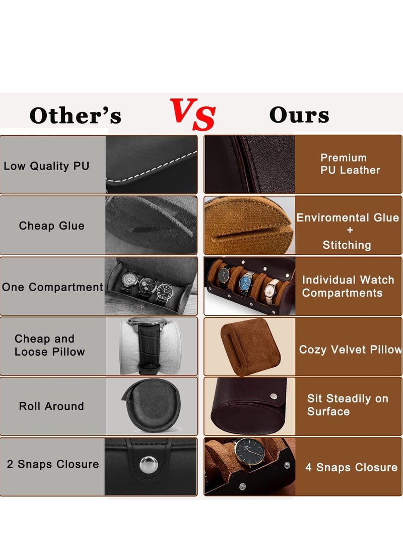 Watch Roll Travel Case Watch Box Organizer for Men Watch Display Storage Portable Watch Rolls PU Leather Cases