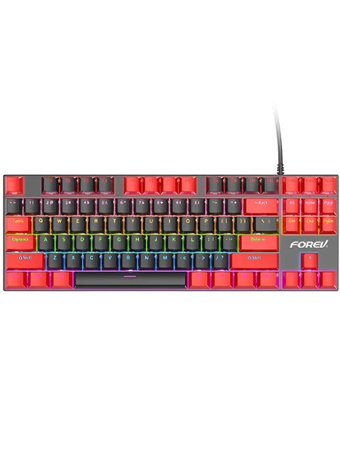 FV-Q301 Rainbow TKL Mechanical Gaming Keyboard – Blue Switch – 87 keys – Black Red