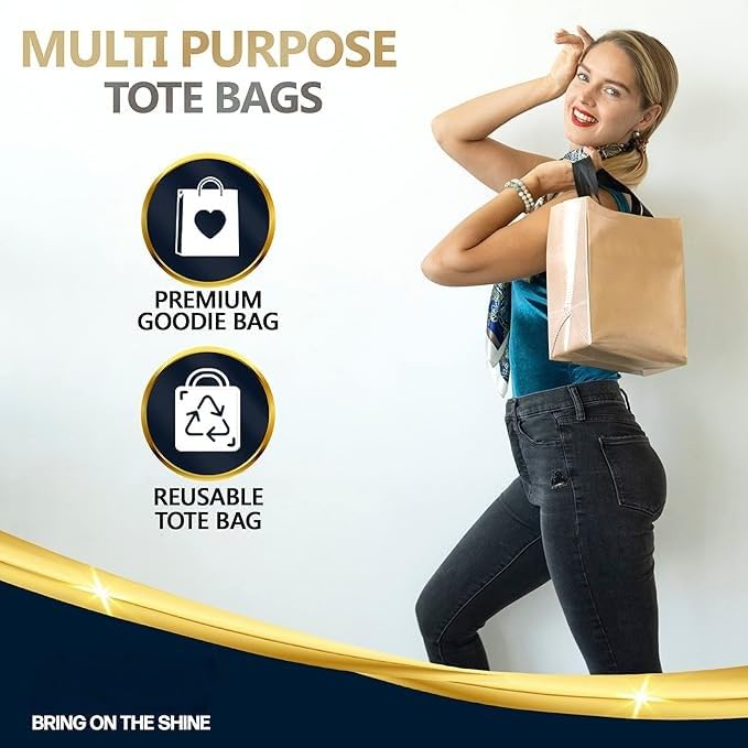 Evafly Gift Bag Medium Size Pack of 20 L12xW13xH4 inchResuable NonWoven Shiny Metallic LaminatedHaldi Kumkum Return Gifts Jute Bags for Return GiftReturn Gift For Birthday Rose Gold - Image 5
