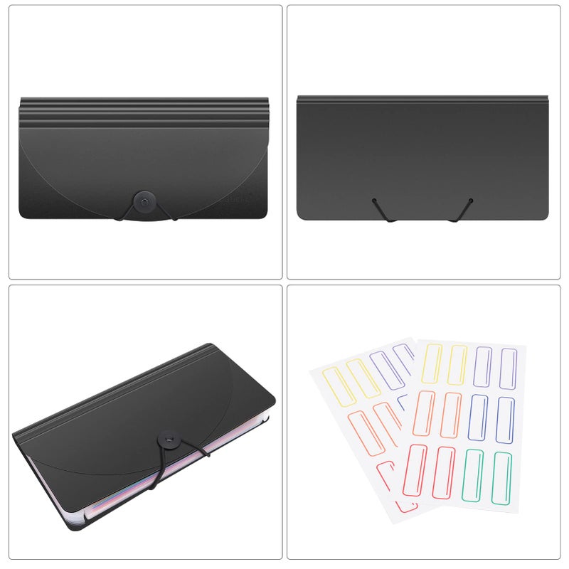 Uquelic Stand Receipt Organizer Folder - 13 Pockets Expanding Coupons Storage/Rainbow Large Capacity Bill Organizer for Desk with Label, in Case I Go Missing Binder Organizer (Black) - Image 5