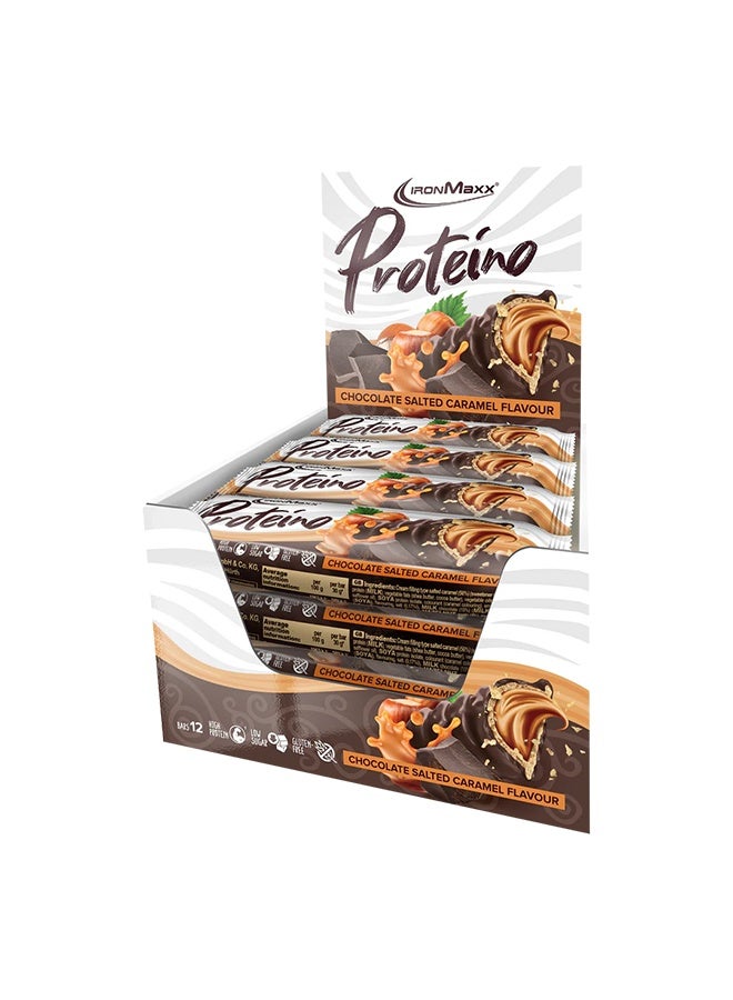 IronMaxx PROTEINO | 12 x 30g | Chocolate Salted Caramel Flavour,  Low Sugar Wafer Protein Bar | Gluten-Free - Image 2