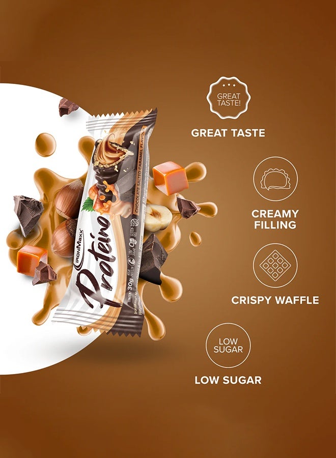 IronMaxx PROTEINO | 12 x 30g | Chocolate Salted Caramel Flavour,  Low Sugar Wafer Protein Bar | Gluten-Free - Image 3