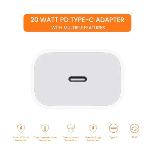 DiHines iPhone 20W Apple-Certified USB-C Charger with Lightning Cable | Fast Charger for iPhone 11, 12, 13, 14, XR, XS/PRO/MAX, SE & iPad | MFi Certified Adapter and Charging Cable Combo, White - Image 3