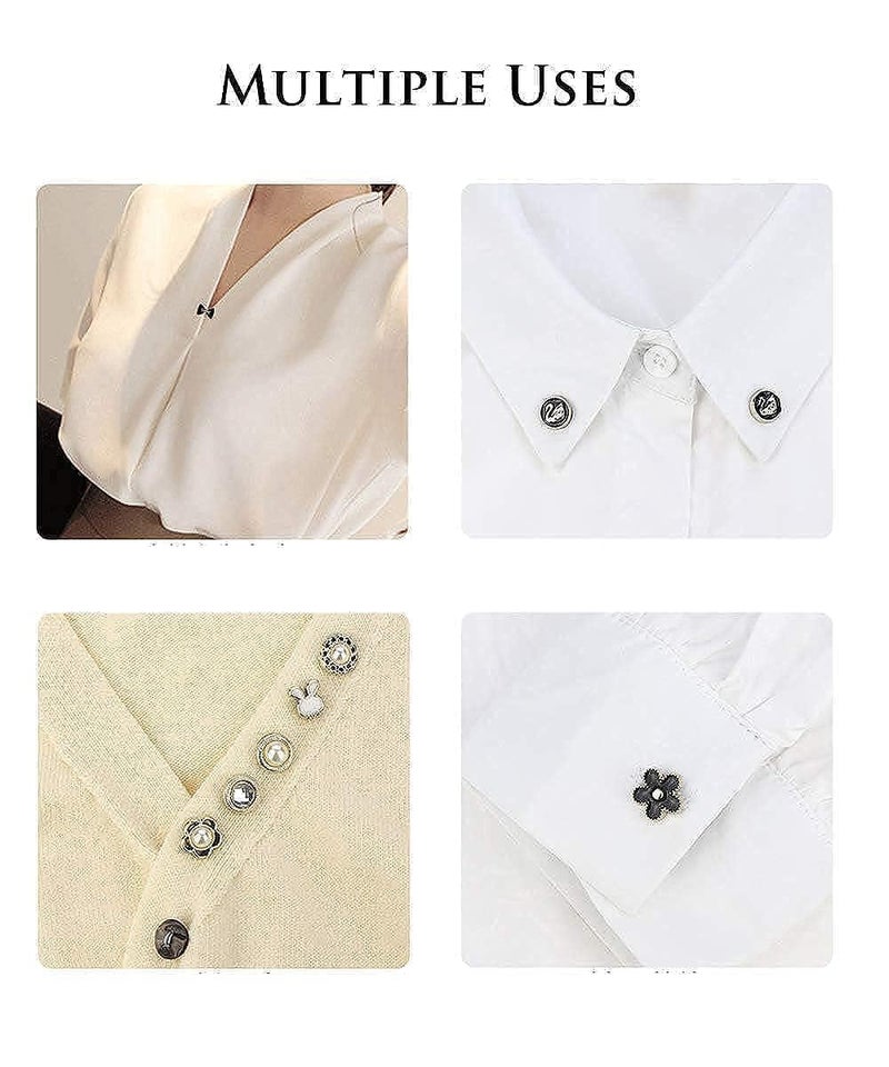 ARLICORPING 20Pcs Women Shirt Brooch Pearl No Sew Button Pins Instant Jeans Safety Pin - Image 2