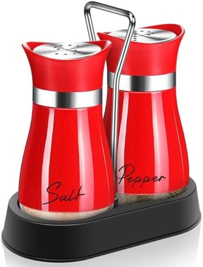 Arrozon Pink Salt and Pepper Shakers Set with Holder,4 oz Kitchen Decor and Accessories Home Essentials Cute Household Items for Mother's Day Housewarming Gift Refillable Design (Pink),  20240122.01 - Image 1