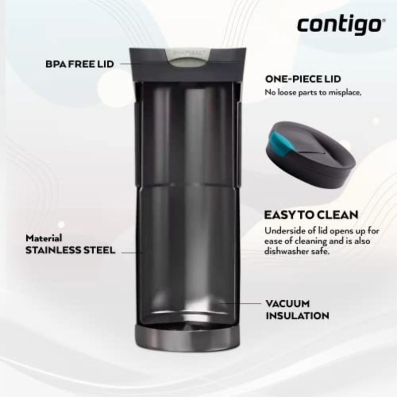 Byron Snapseal Travel Mug, Stainless Steel Thermal Mug, Vacuum Flask, Leakproof Tumbler, Coffee Mug with BPA Free Easy-Clean Lid - Image 4