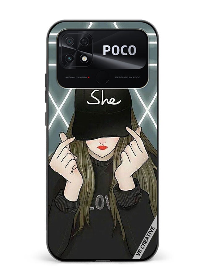 VR CREATIVE Protective Case Cover For Xiaomi Poco C40 She On Cap Design Multicolour - Image 1