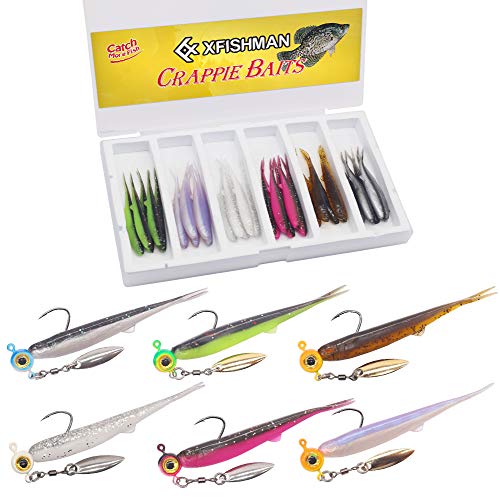 XFISHMAN Crappie-Baits- Plastics-Jig-Heads-Kit-Shad-Minnow-Fishing-Lures-for Crappie-Panfish-Bluegill-40-Piece Kit - Image 1