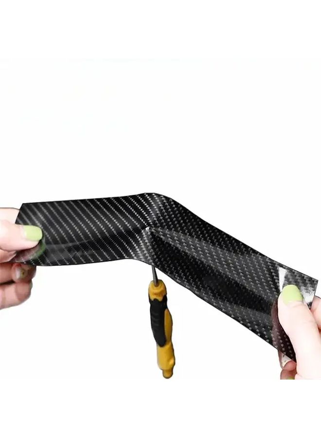 3D Nano Carbon Fiber Car Door Edge Protector PVC Film 3 93in X 39 37in Black - Image 5