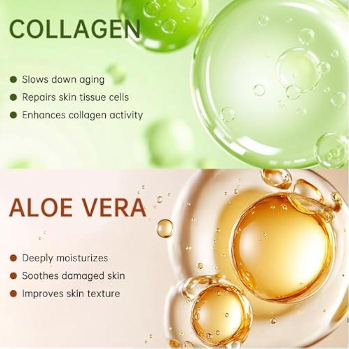 ASYBO Pack of 20 Collagen Face Mask, Aloe Vera Polypeptide Collagen Facial Masks Skincare, Moisturizing Facial Sheet Mask for Acne, After Sun, Claming, Anti-Aging and Anti-Wrinkle - Image 3