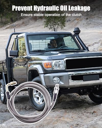 QLZOZB 65 Inch Clutch Master to Slave Cylinder Stainless Steel Braided Line Hose Fit for Toyota Pickup 4x4 Land Cruiser 19701995 3000psi 76F to 446F - Image 3