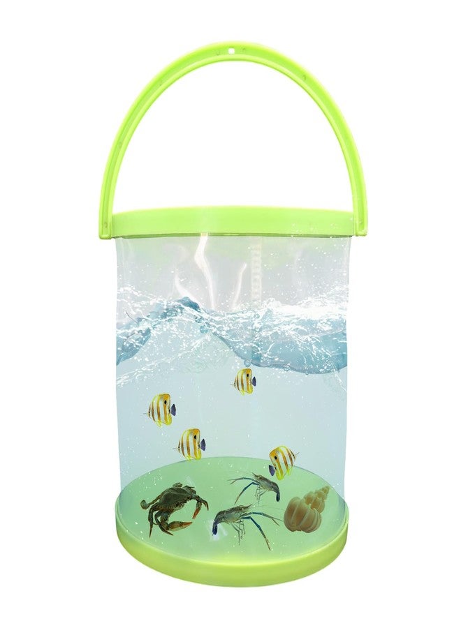 Foldable Small Aquarium, Portable Fish Tank, Fish Transport Container, Plasitc Fish Bowl, Beginner Tank, Great Concept for Catching and Release Critters, Beach, Pool and Lake (Green, Large)
