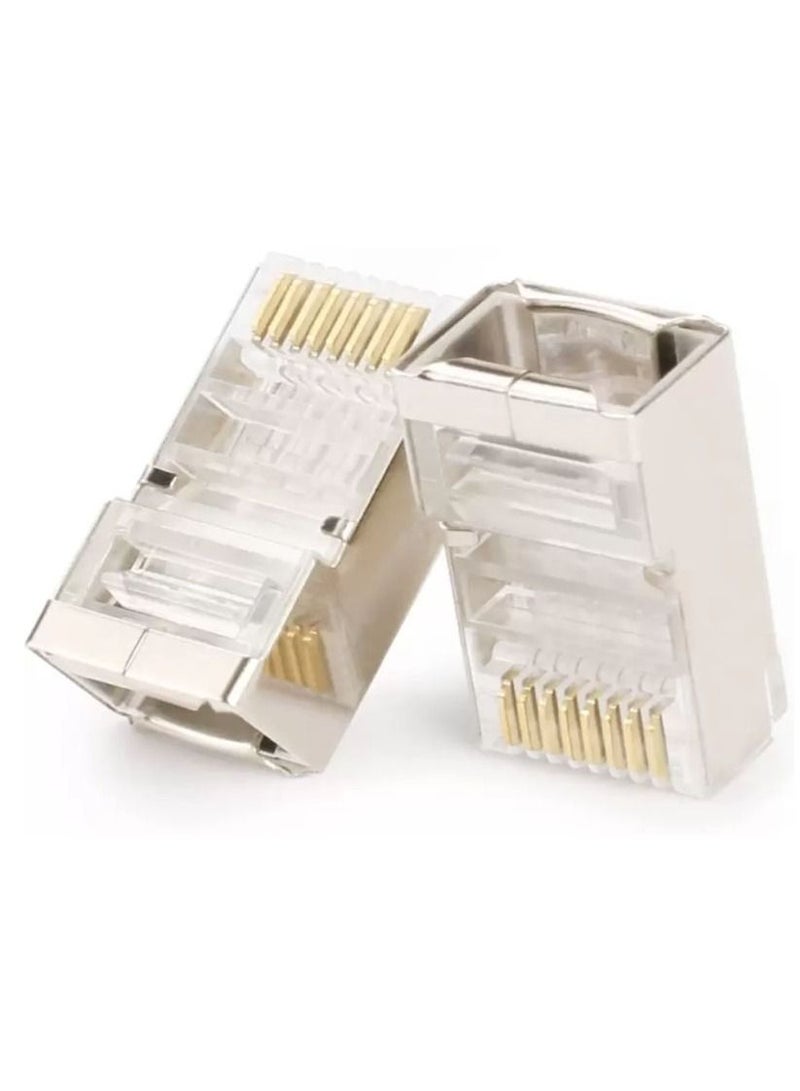 100 Pieces RJ45 Metal Shielded Male Plug Crimp Connector for Stranded CAT6, CAT5 Ethernet Network Cable - Image 1