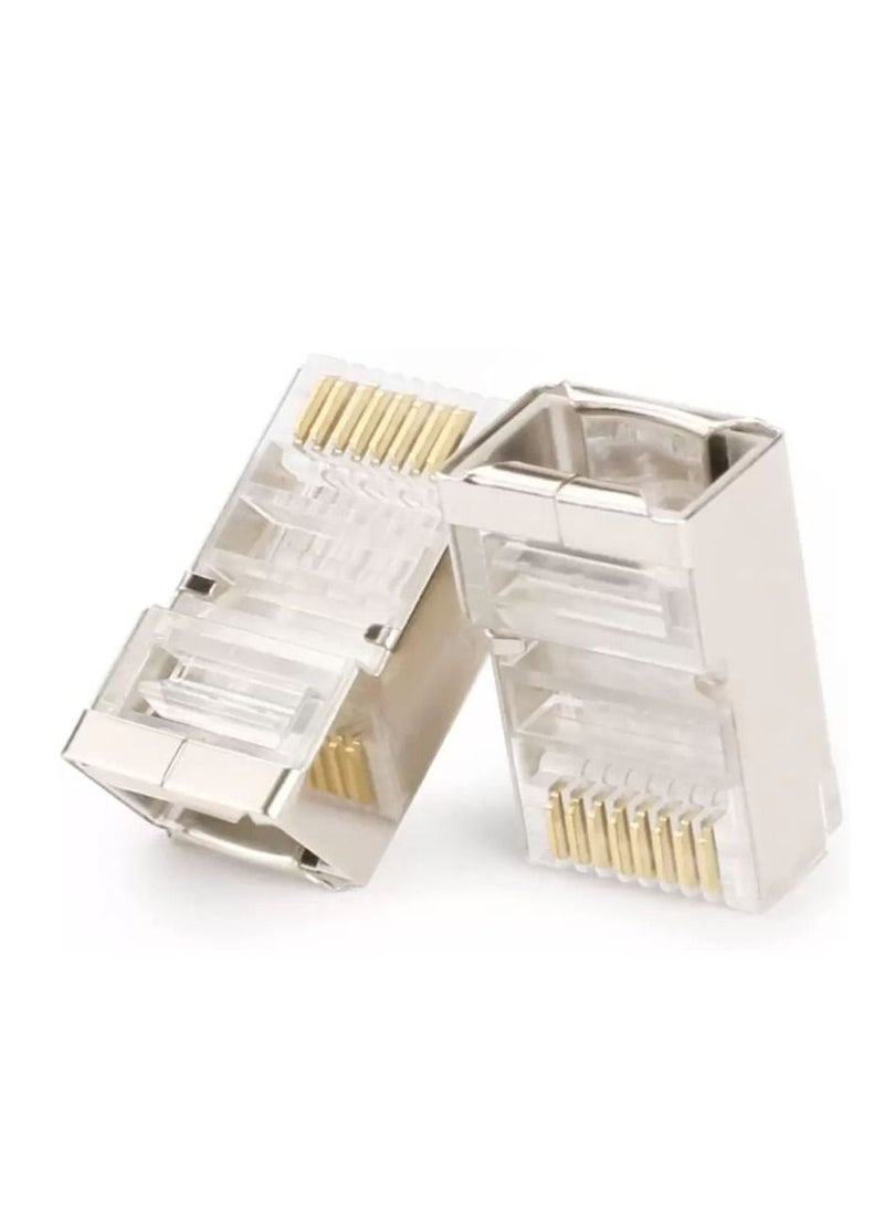 100 Pieces RJ45 Metal Shielded Male Plug Crimp Connector for Stranded CAT6, CAT5 Ethernet Network Cable - Image 3