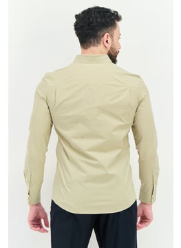 SELECTED Men Regular Fit Plain Long Sleeves Casual Shirt, Khaki  - Image 3