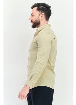 SELECTED Men Regular Fit Plain Long Sleeves Casual Shirt, Khaki  - Image 4