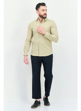 SELECTED Men Regular Fit Plain Long Sleeves Casual Shirt, Khaki  - Image 2