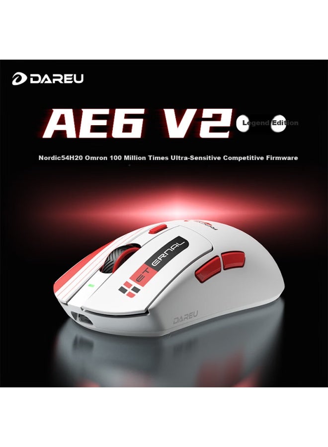 Dareu Ae6v2 Wireless Mouse Gaming Office Bluetooth Mouse Wired/2.4g Connection Lightweight Ergonomic Symmetrical Mouse Legendary Edition Speed White - Image 1