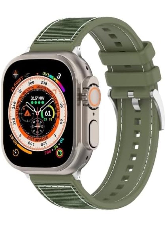 سوار رياضي من السيليكون والنايلون مصمم لساعة أبل مقاس 49 مم للرجال والنساء، سوار بديل ناعم مقاوم للماء لساعة أبل ألترا 2 باللون الأخضر - Image 2