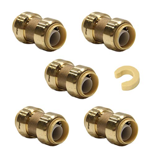 EFIELD (Pack of 5) EFIELD 3/4 Inch Straight Coupling Push-Fit Fitting to Connect Pex, Copper, CPVC with a Disconnect Clip,(PF008-5PCS) - Image 1