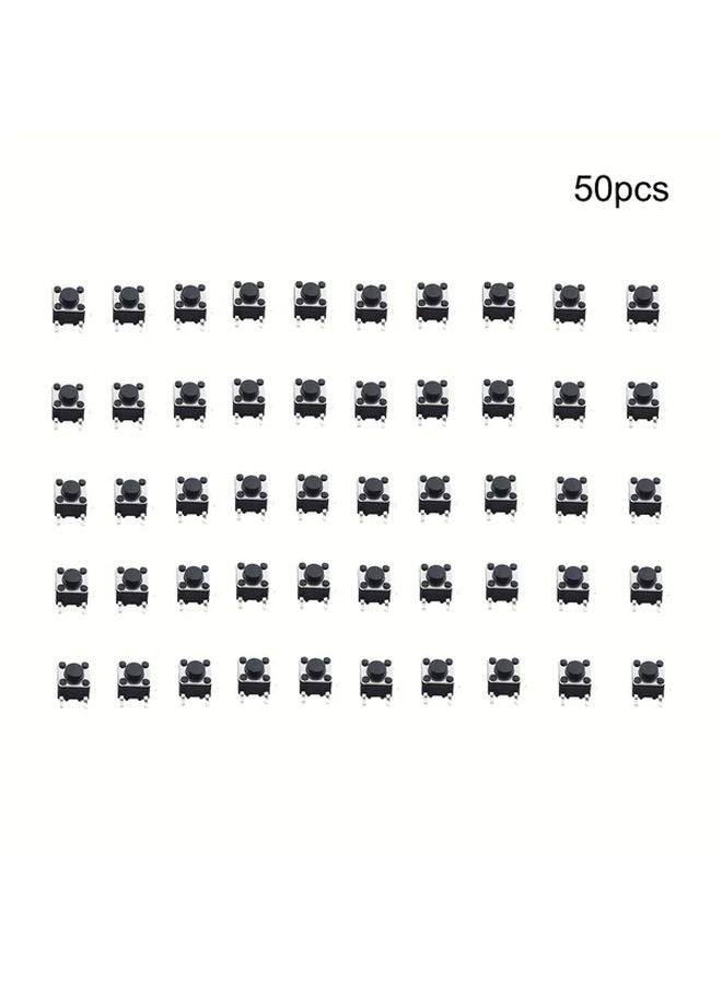 مفاتيح ضغط مصغرة دقيقة 50 قطعة 4 دبوس لوحة دائرة 6 مم أسود أبيض - Image 2