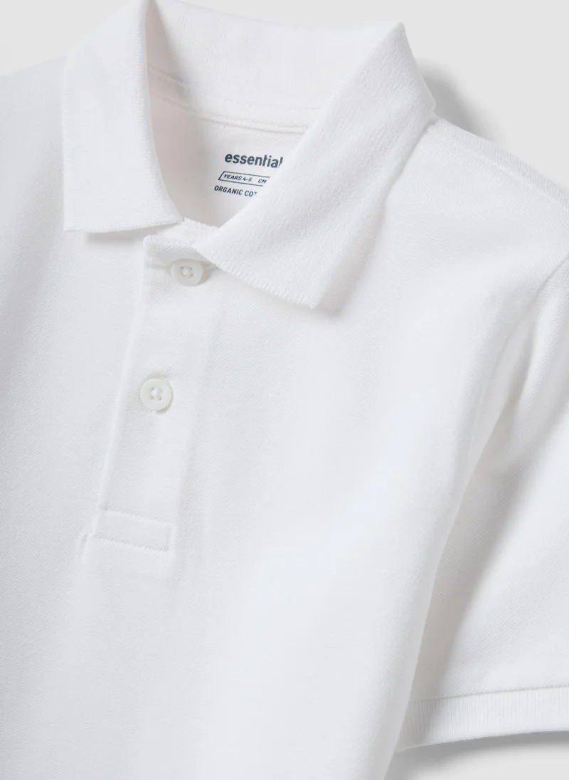 Ovs  OVS Boysâ€™ White Organic Cotton Polo Shirt, Regular Fit for Men | Best Price UAE