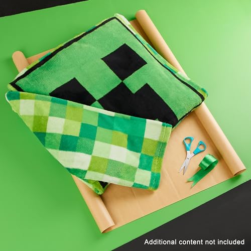 Minecraft Wearable Blanket for Kids and Teenagers - One Size Kids Blanket with Sleeves Cosy Lounge Wear Gifts for Boys, (Green) - Image 2
