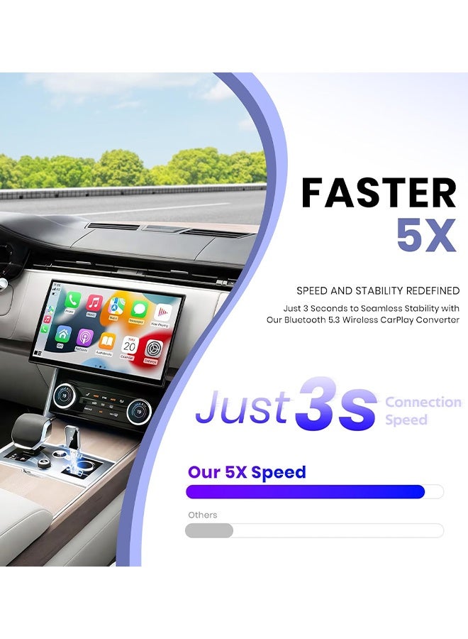 Digisand Wireless CarPlay Adapter for iPhone, Convert Wired to Wireless Apple CarPlay Adapter, Mini Size with Extension Cable USB & USB-C/Type-C, Stable Control & No Delay, Black - Image 3