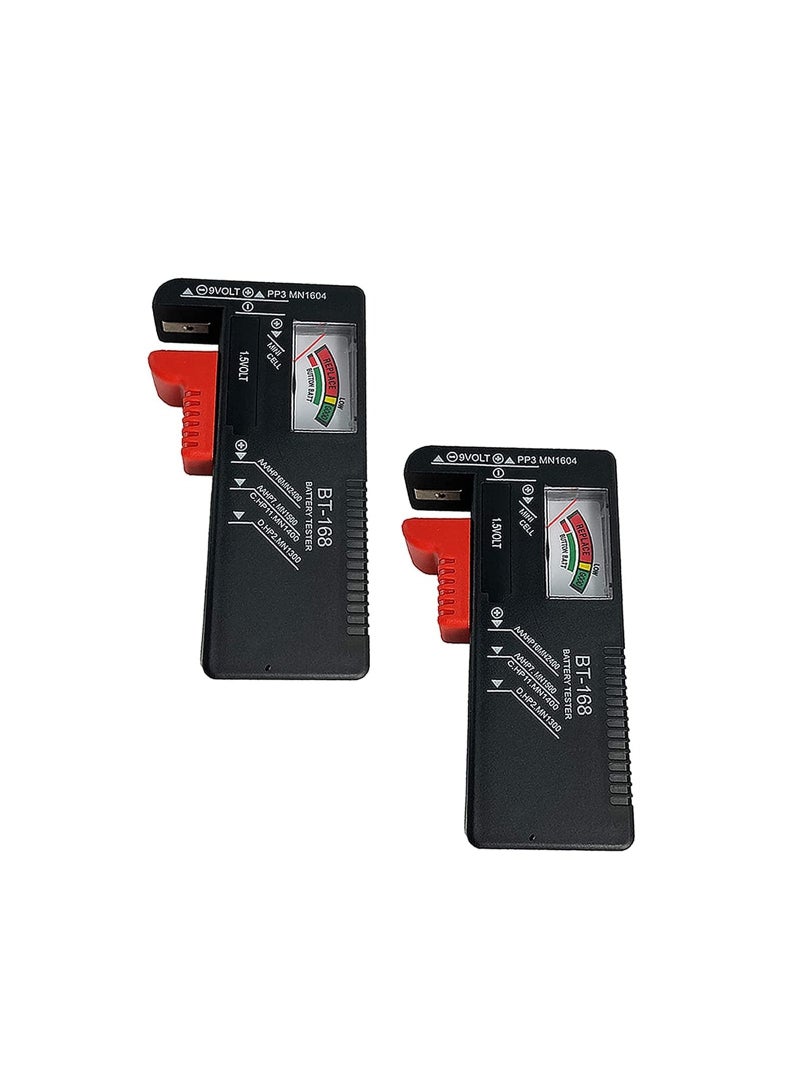 SYOSI Battery Tester Checker, Universal Small Battery Tester for AAA AA C D 9V 1.5V, Button Cell Batteries Checker - Small Volt Checker for All Batteries - 2 Pack  - Image 1