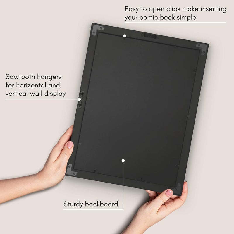 Americanflat Americanflat 12x155 Comic Book Frame with Polished Plexiglass  Use as 6x10 Picture Frame with Mat or 12x155 Frame Without Mat  Engineered Wood Frame with Hanging Hardware Wall Display  Black  - Image 5