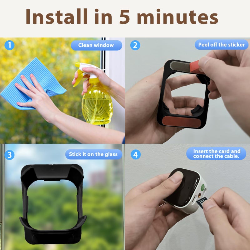 EVERSECU 2K Window Camera with Adhesive Mount, Starlight Color Night Vision, Motion Detection, 2-Way Audio, 2.4G/5G WiFi, Work with Alexa, Perfect for Front Door, Porch, Backyard Monitoring(4pack) - Image 3