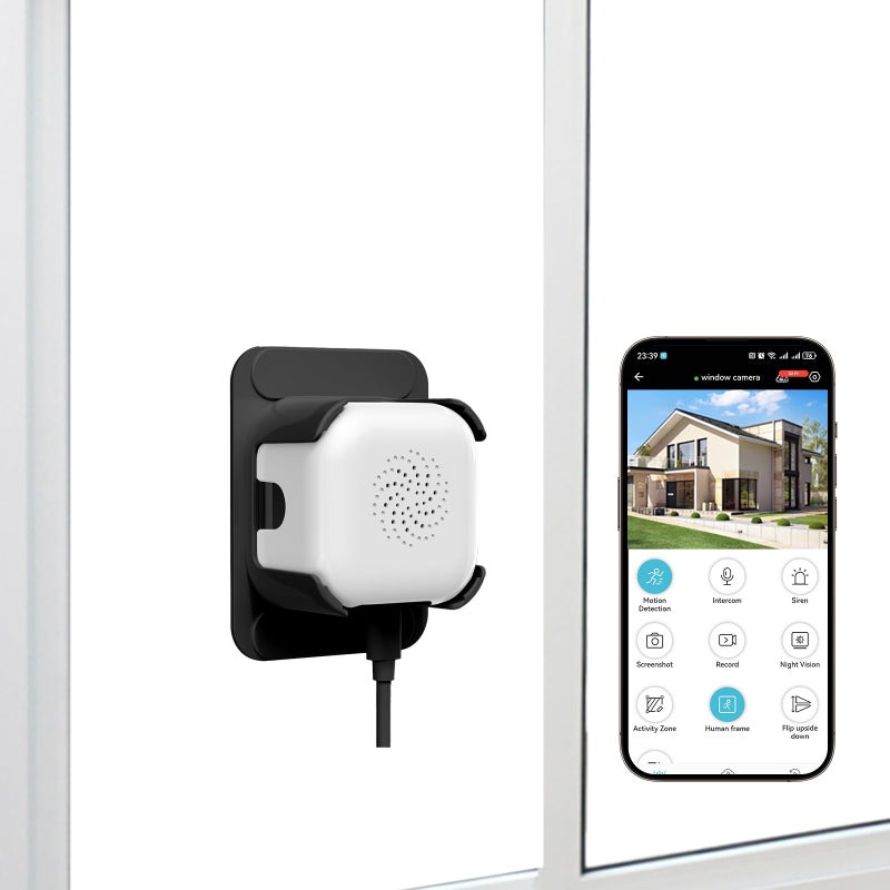 EVERSECU 2K Window Camera with Adhesive Mount, Starlight Color Night Vision, Motion Detection, 2-Way Audio, 2.4G/5G WiFi, Work with Alexa, Perfect for Front Door, Porch, Backyard Monitoring(4pack) - Image 2