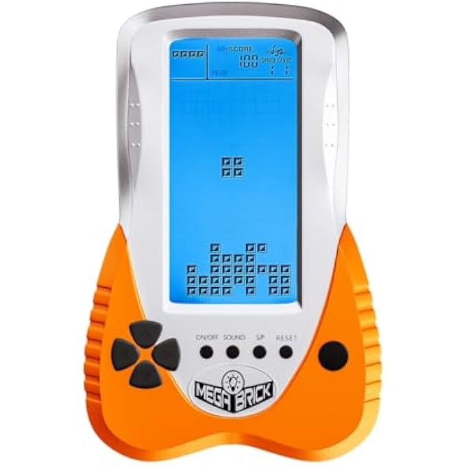 BLUE BACKLIT LOCK GAME CONSOLE 3398 IN 1 RETRO TANK BATTLE/SNAKE POCKET PUZZLE PORTABLE BRICK TOY GIFTS FOR TEENAGERS/CHILDREN (ORANGE) - Image 1