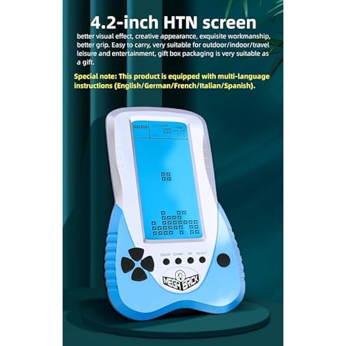 BLUE BACKLIT LOCK GAME CONSOLE 3398 IN 1 RETRO TANK BATTLE/SNAKE POCKET PUZZLE PORTABLE BRICK TOY GIFTS FOR TEENAGERS/CHILDREN (ORANGE) - Image 3