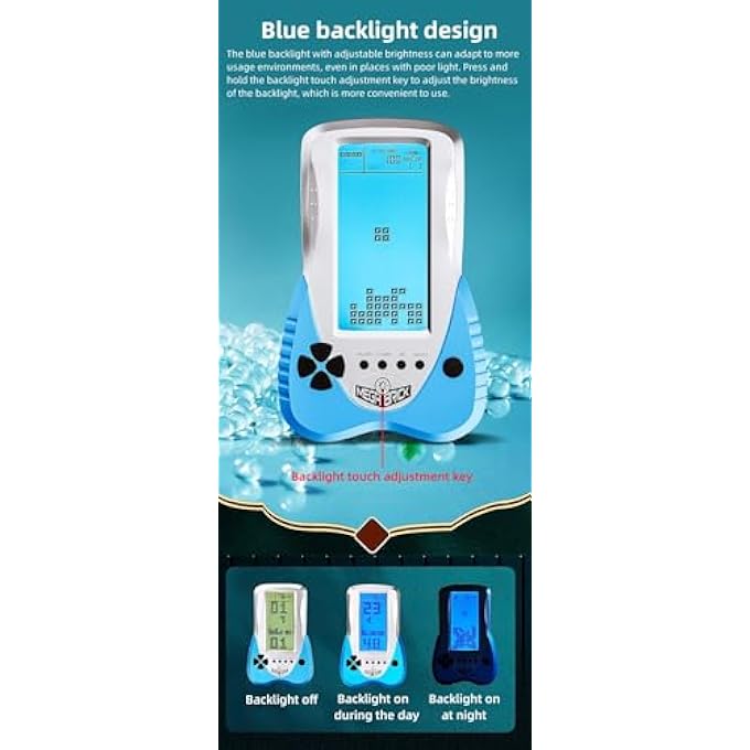 BLUE BACKLIT LOCK GAME CONSOLE 3398 IN 1 RETRO TANK BATTLE/SNAKE POCKET PUZZLE PORTABLE BRICK TOY GIFTS FOR TEENAGERS/CHILDREN (ORANGE) - Image 4