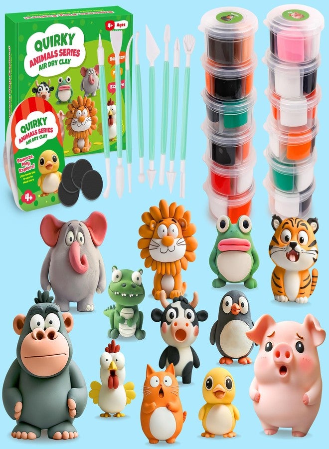Kasfalci Air Dry Clay Kits for Kids, Arts and Crafts for Kids Ages 8-12, DIY 12 Animals Magic molding Clay Set with Sculpting Tools & Magnets, Modeling Toys for Boys & Girls Ages 4 5 6 7 8+ Years Old - Image 1