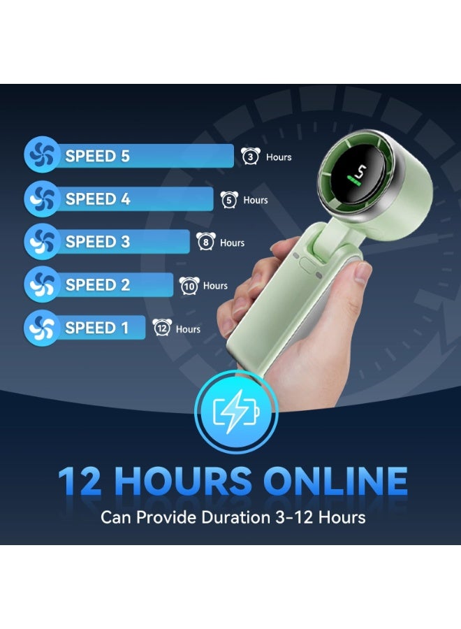 NIBEMINENT Portable Handheld Turbo Fan, 5 Gear Wind, 4000mAh Rechargeable Fans, Up to 12 Working Hours, 3 IN 1 Hand Fan with Air Turbo Tech Cooling Fan for Outdoor Activities, Travel, Beach - Image 3