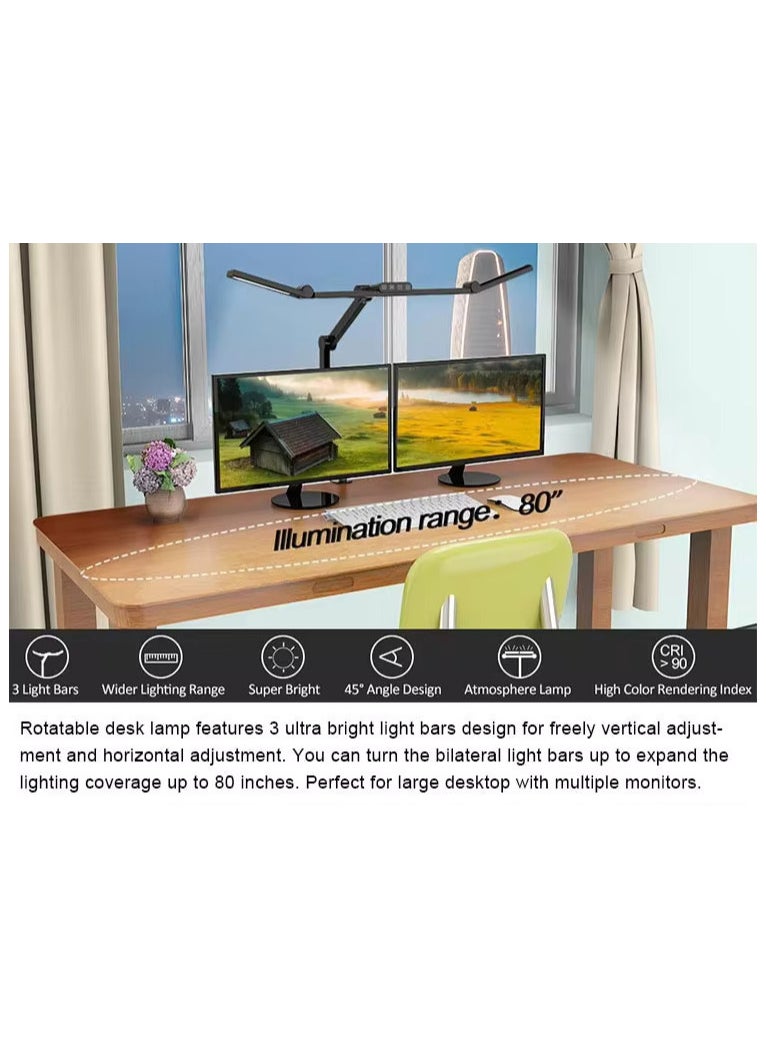 Generic LED Desk Lamp for Large Desktops and Multi-Monitor Setups - Touch Control Table Lamp with Auto Dimming, 5 Color Modes & 5 Brightness Levels for Reading, Study, and Work  - Image 3