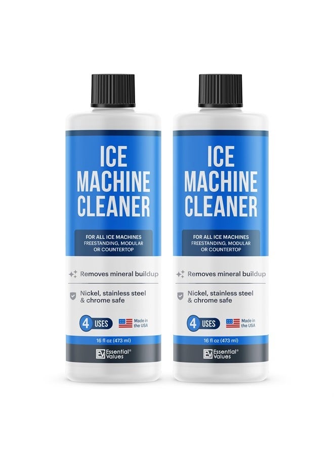 Essential Values 2-Pack Ice Machine Cleaner and Descaler 16 fl oz, Nickel Safe Descaler | Ice Maker Cleaner Compatible with All Major Brands (Scotsman, KitchenAid, Affresh) - Made in USA by Essential Values  - Image 1