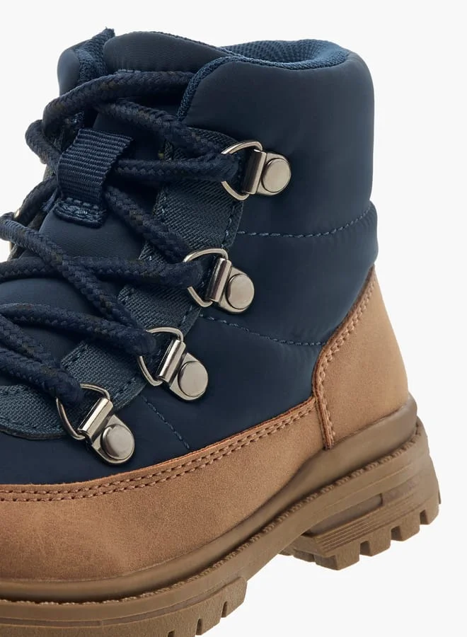 JUNIORS Boys Panelled Ankle Boots with Zip Closure and Pull Tabs