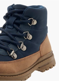 JUNIORS Boys Panelled Ankle Boots with Zip Closure and Pull Tabs  - Image 4