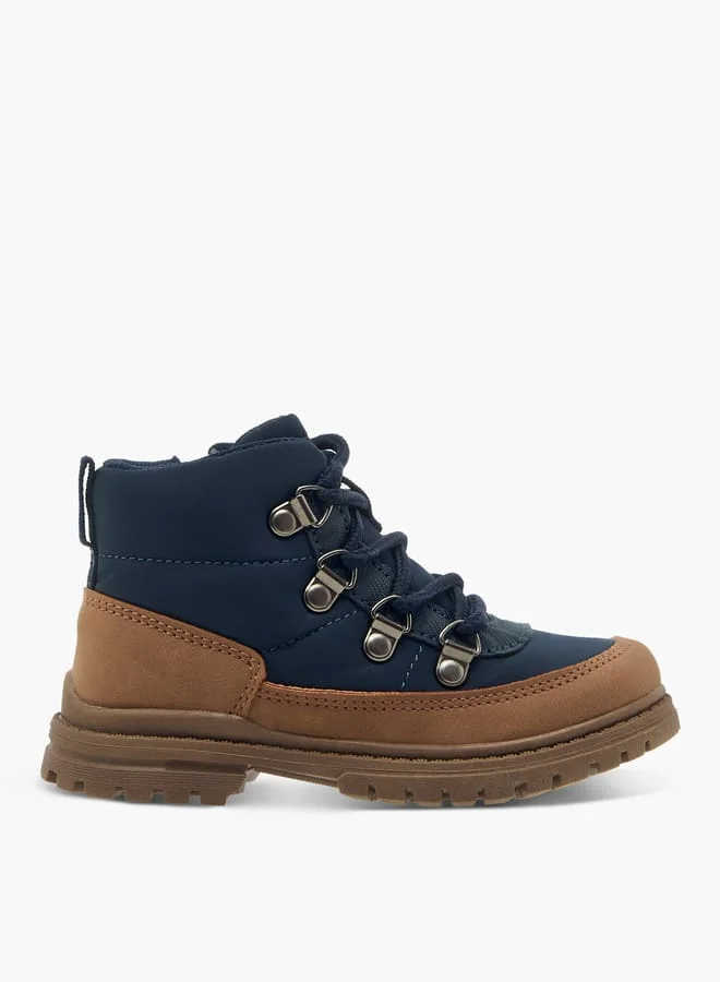 JUNIORS Boys Panelled Ankle Boots with Zip Closure and Pull Tabs