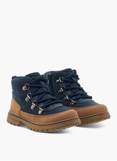 JUNIORS Boys Panelled Ankle Boots with Zip Closure and Pull Tabs  - Image 2