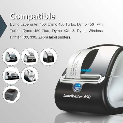 BETCKEY - Compatible DYMO 30252 (1-1/8" x 3-1/2") Address & Barcode Labels - Compatible with DYMO Labelwriter 450, 4XL, NOT Fit 550 & 5XL [28 Rolls/9800 Labels] - Image 4